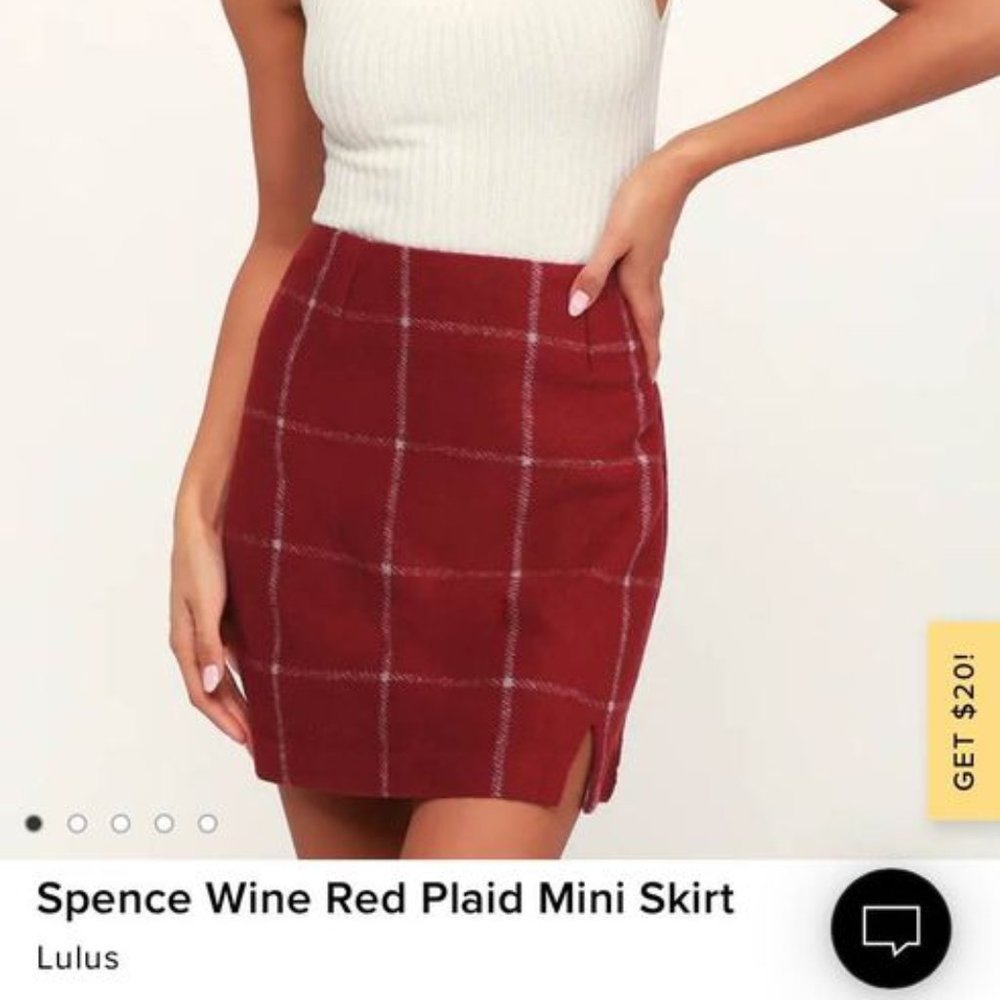 Lulu’s Spence Wine Red Plaid Mini Skirt